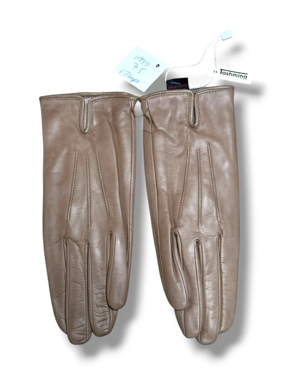 NWT Sermoneta Taupe Leather Gloves Leather Gloves w Cashmere Silk lining 7.5